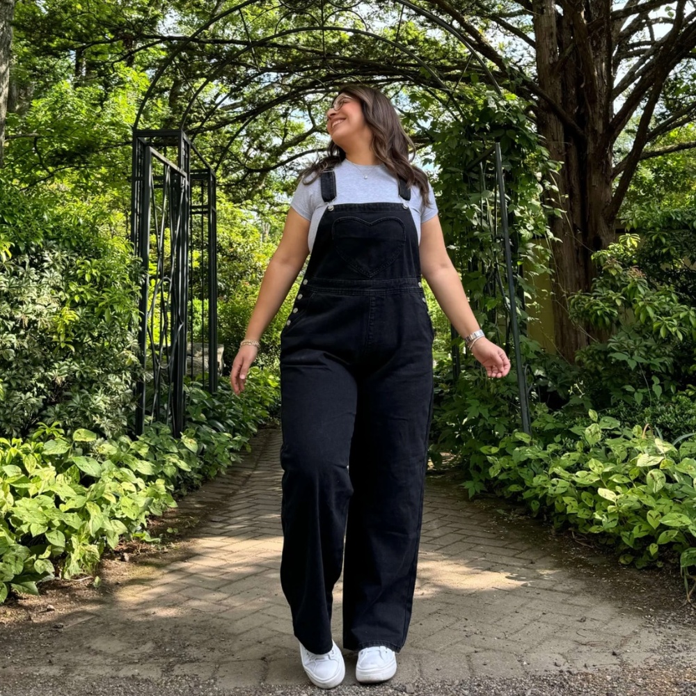 Shiny by nature heart overalls size XS black 100% cotton